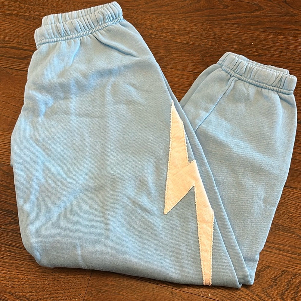 Aviator Nation, sky blue, bolt sweatpants. Adult small. Like new.